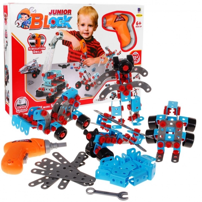 Construction Blocks with Electric Screwdriver and Tools Set