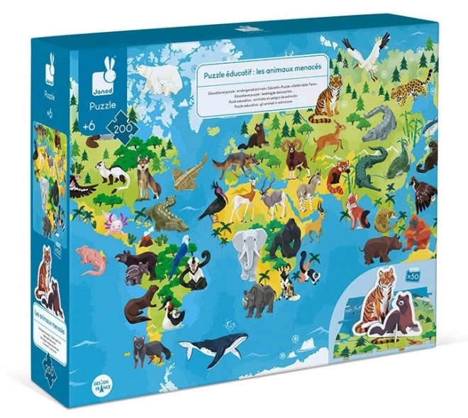 Educational Puzzle Endangered Animals 200 Pieces