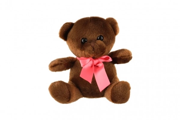 Sitzender Plüschbär mit Schleife 15 cm Dunkelbraun