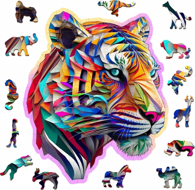 Fa puzzle színes tigris 150 darab WOODEN CITY