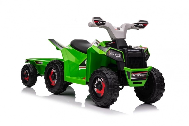 Quad elettrico verde con rimorchio