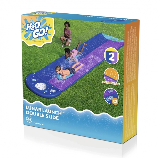 Double Water Slide with Inflatable Cushions