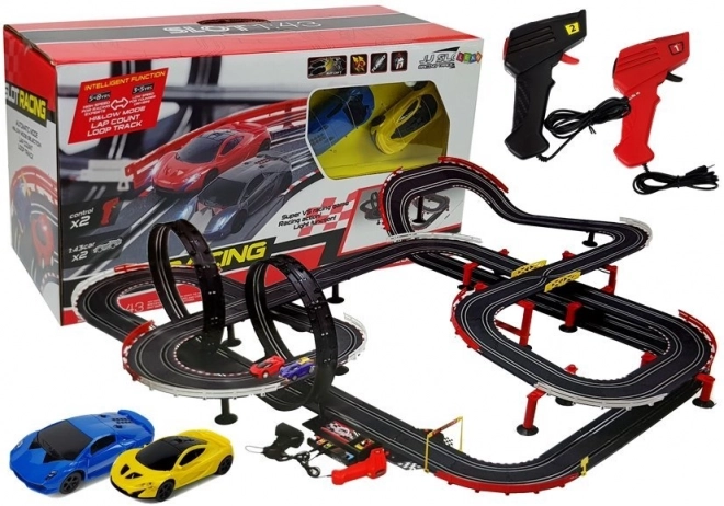 Turbo Slot Racing Track with Cars and Controllers