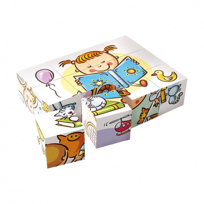 Dino picture blocks - lovely day, wooden cubes