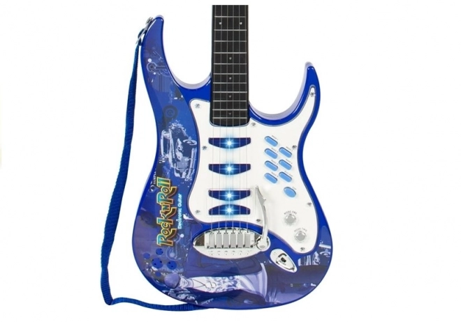 Electric Blue Guitar with Microphone and Amplifier