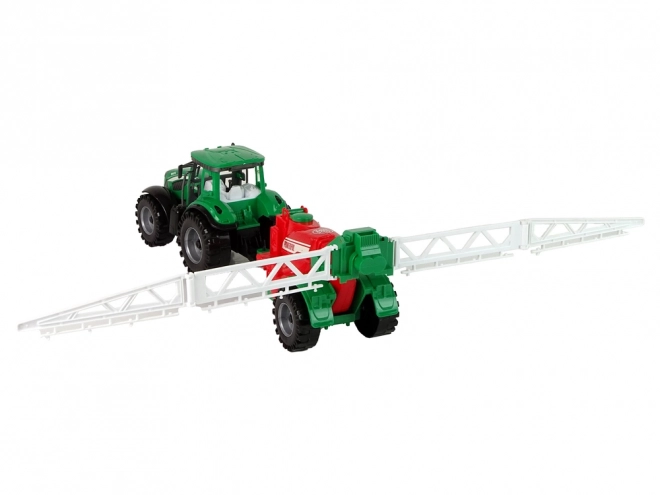 Green Tractor with Red-Green Sprayer Friction Powered