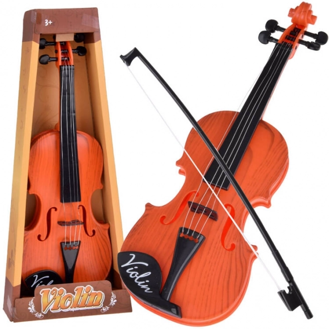 Plastic Toy Violin with Bow for Kids 42 cm – Light Brown