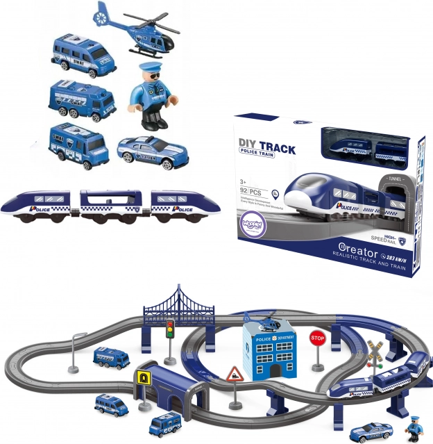 Set Treno Elettrico Con Auto Elicottero 92 Pezzi
