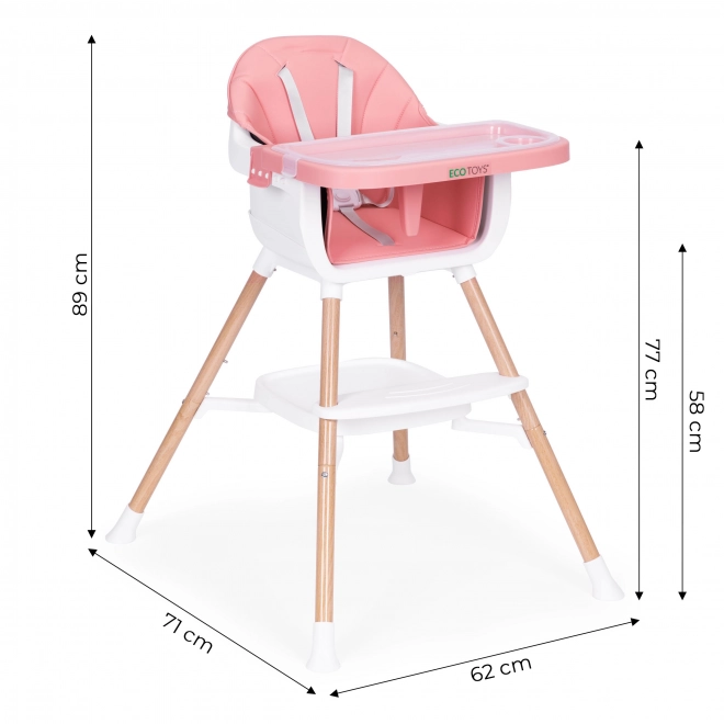 Child Feeding Chair 2-in-1 Pink by Ecotoys