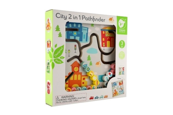 Educational City and Recycling Wooden Maze 2-in-1