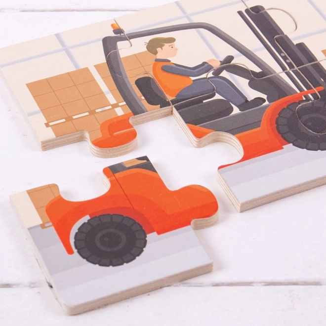 Bigjigs Toys 3-in-1 Construction Vehicles Puzzle