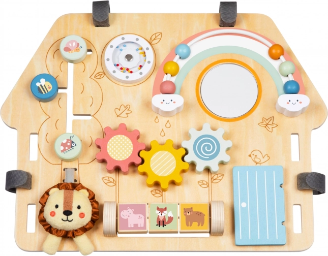 Tooky Toy Velká Dřevěná Manipulační Tabule Domek - Centrum Aktivit