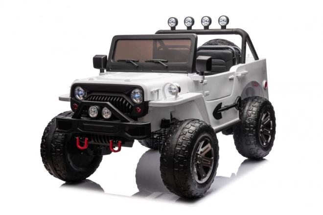 Battery-Powered White 4x4 Ride-On Car