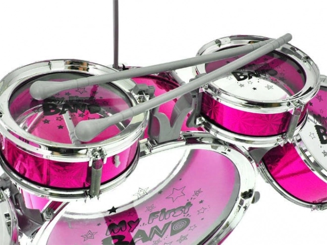 5-Piece Drum Set with Stool – pink