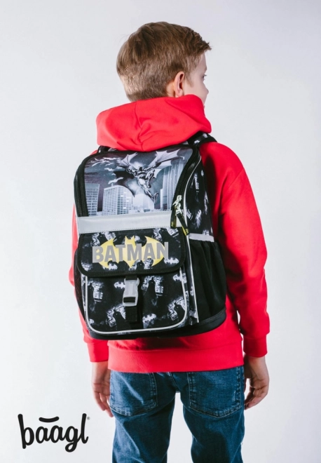 Baagl 3-piece Set: Backpack, Pencil Case, Bag - Batman Dark City