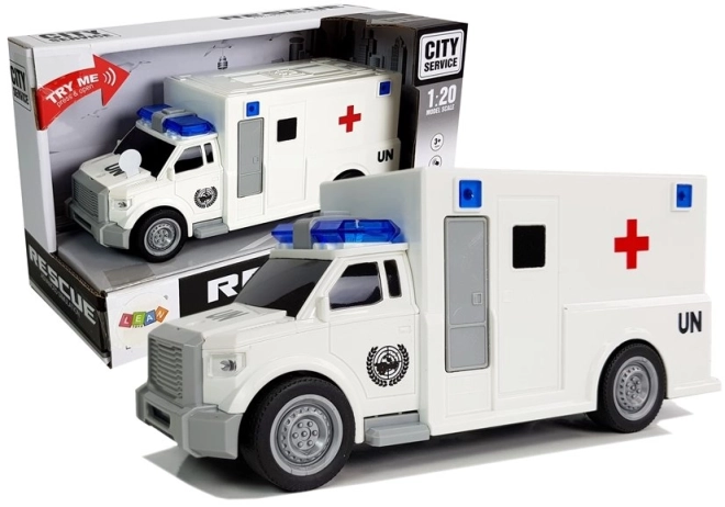 Friction-Powered Medical Ambulance Toy with Sound 1:20 Scale