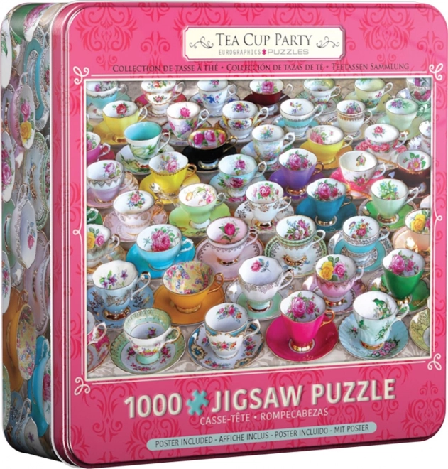 Eurographics tea cup collection puzzle in metal tin 1000 pieces