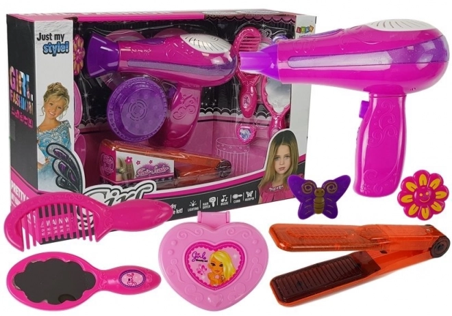 Beauty Set with Hairdryer and Straightener Accessories