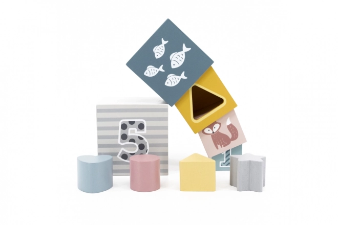 Wooden Building Blocks Set with Animals, Numbers and Shapes