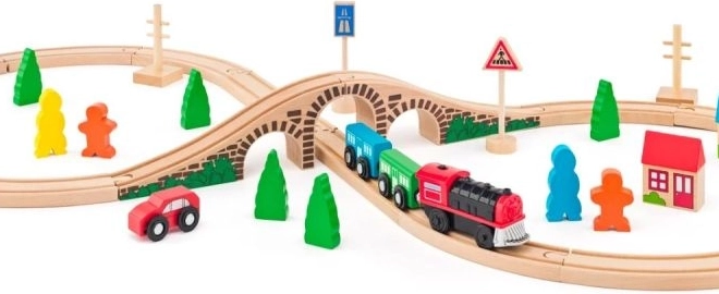 Woody Pista ferroviaria a forma di otto con locomotiva elettrica