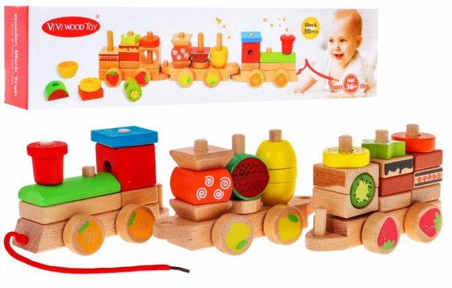 Wooden Train with Shape Sorters for Kids 3+