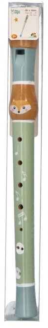 Wooden Flute with Fox