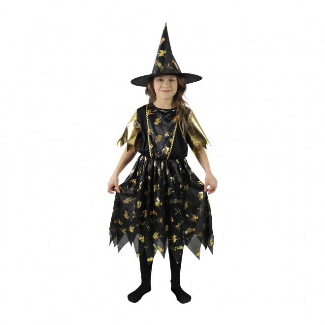 Witch Costume Black and Gold for Kids (Size S)