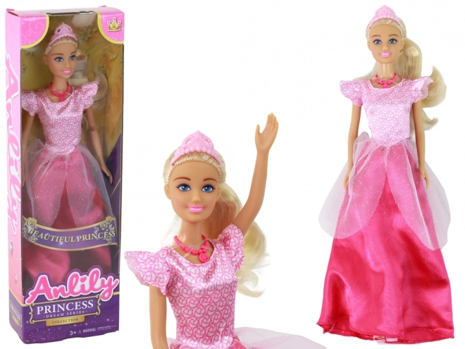 Princess Doll with Long Blonde Hair and Pink Tiara