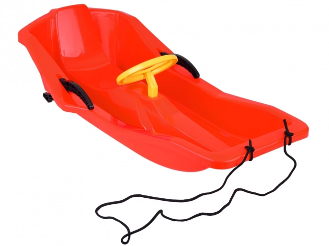 Comfortable Children's Sled with Backrest, Brake, and Steering Wheel