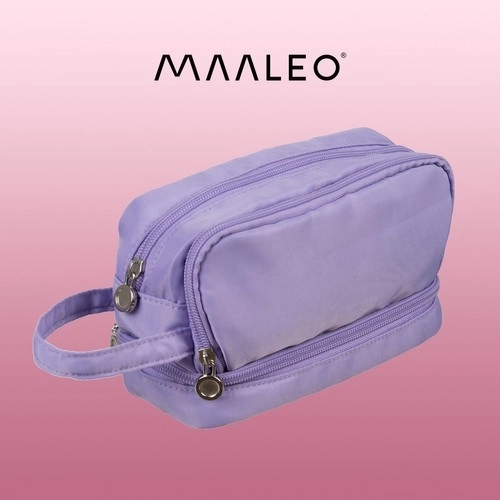 Large Purple School Pencil Case - Foldable with Three Compartments