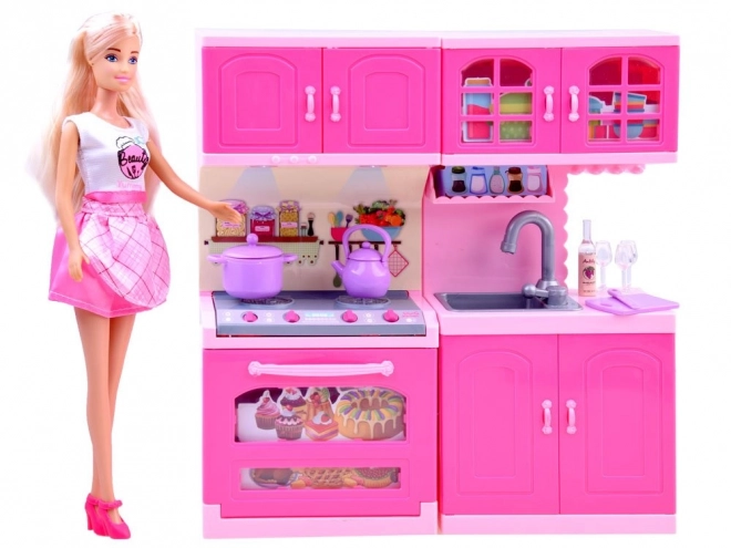 Anlily Doll with Kitchen Set and Sound Effects