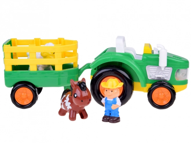 Farm Tractor with Trailer and Animals - Sound and Light