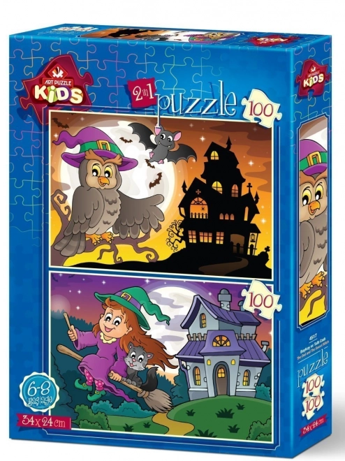 Art Puzzle Witch Owl 2x100 Piece Jigsaw