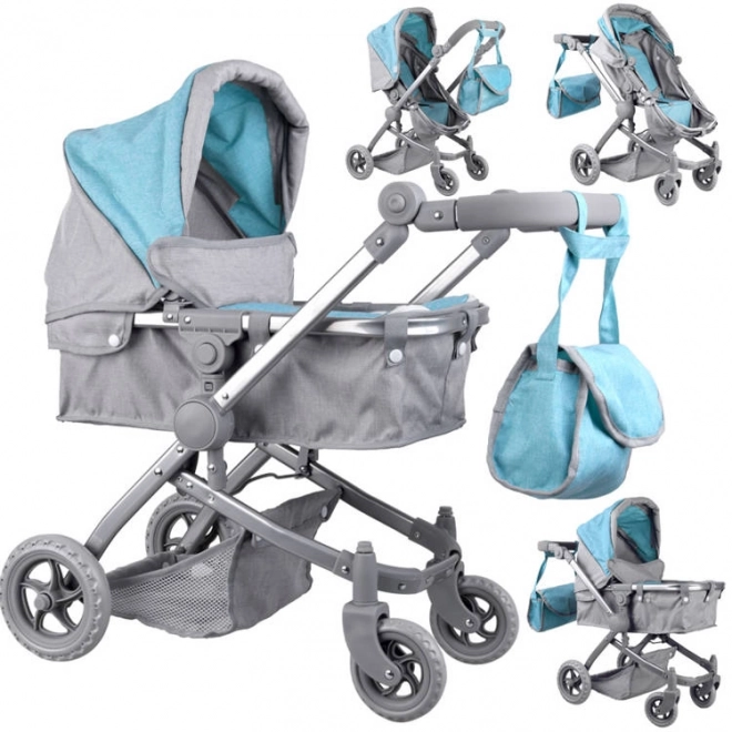 4-in-1 Doll Stroller with Bassinet – turquoise