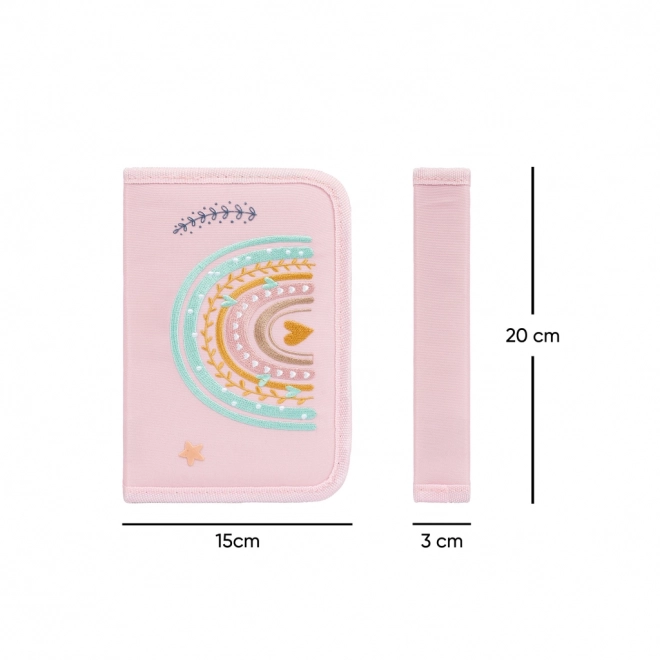 Single-Compartment Pink Rainbow School Pencil Case