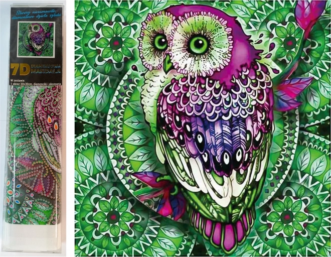 Owl on Green Mandala 7D Diamond Painting Kit