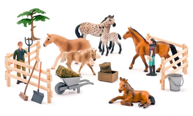 Set of 25 Spotted and Brown Horses by Faunica