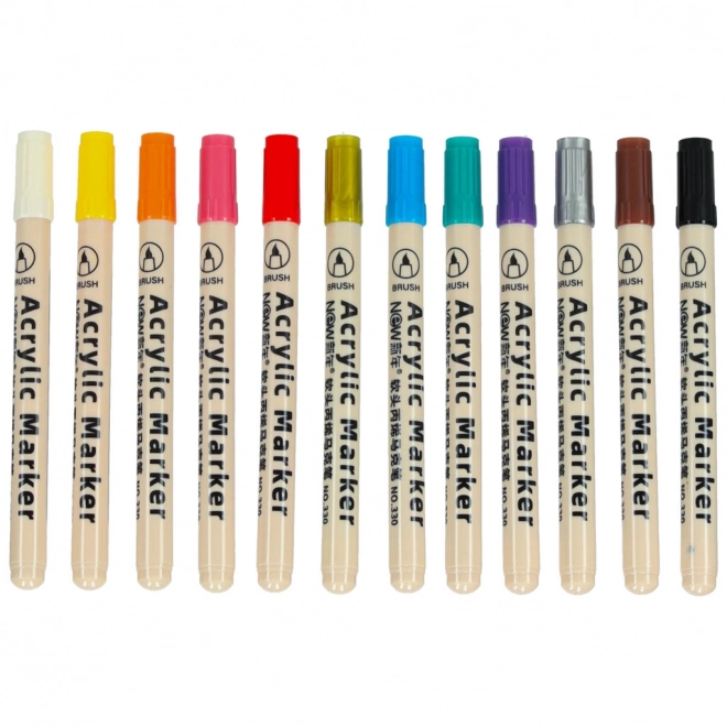 Waterproof Acrylic Markers for Fabric and Stones - Set of 12