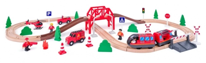 Wooden Fire Brigade Railway Set