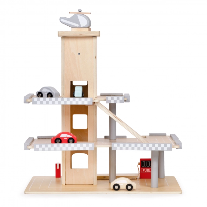 wooden garage parking with elevator and cars by Ecotoys