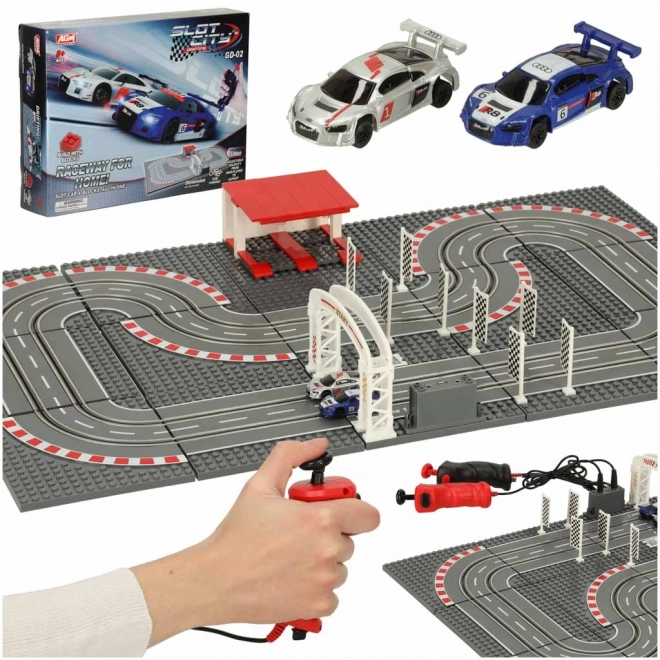 Electric Police Race Car Track with Construction Blocks