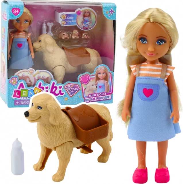 Set Mini Doll Ankiki Dog with Puppies Bone