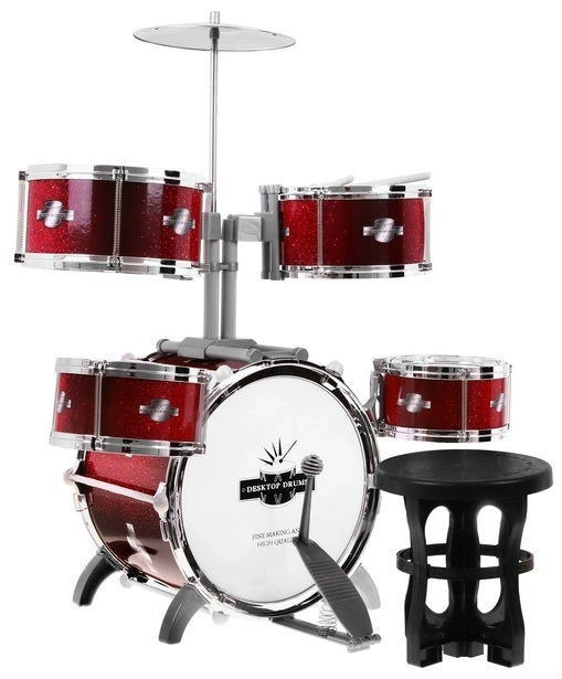 5-drum kids drum set with stool and cymbal