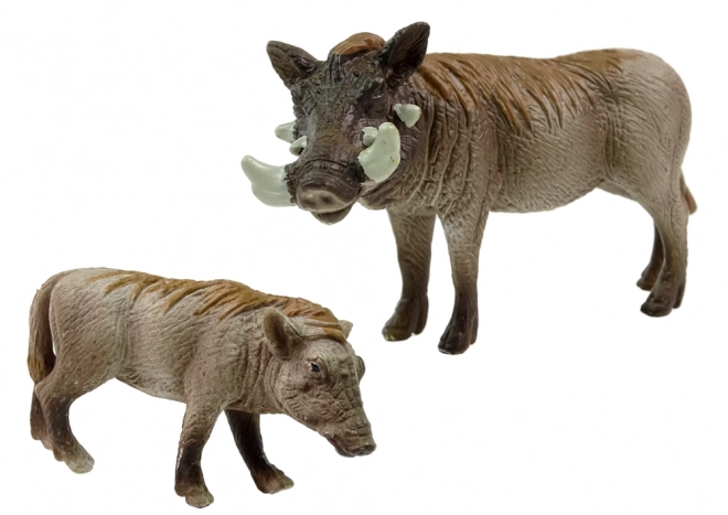 Set of 2 African Warthog Figures - World Animals Series