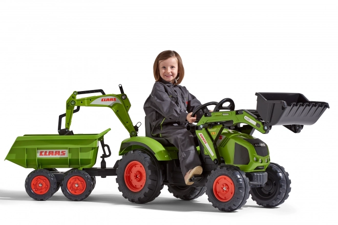 Pedal Tractor Claas Axos - with front and rear loader + trailer