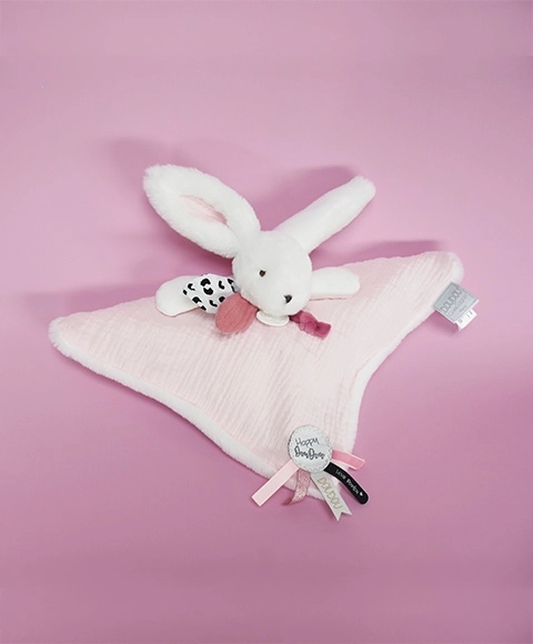 Doudou Pink Gift Set - Bunny with Blanket 25 cm