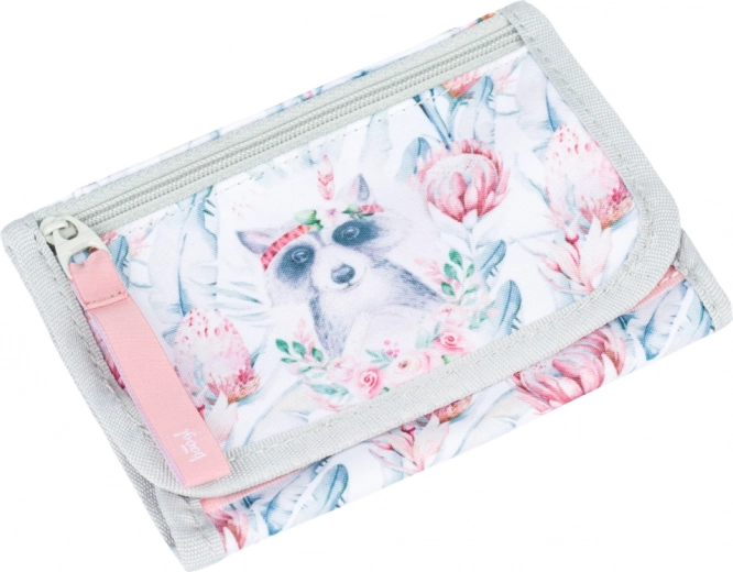 Schattig wasbeer- en bloemenmotief