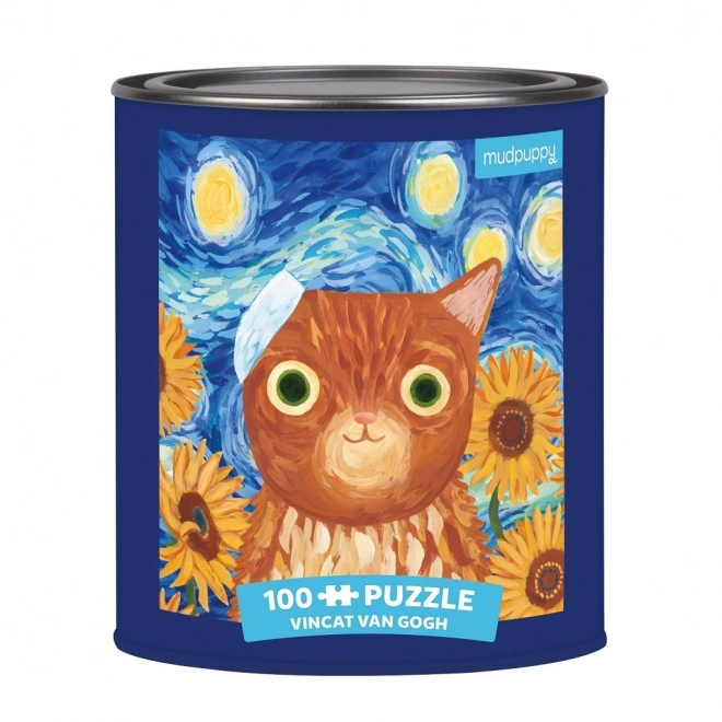 Artistic Cats Puzzle Inspired by Vincent Van Gogh in Tin - 100 Pieces