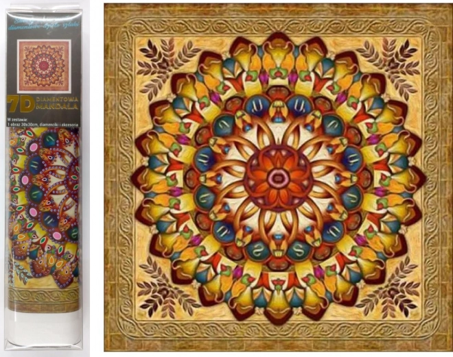 Diamond Mosaic 7D Mandala Red-Yellow Circle