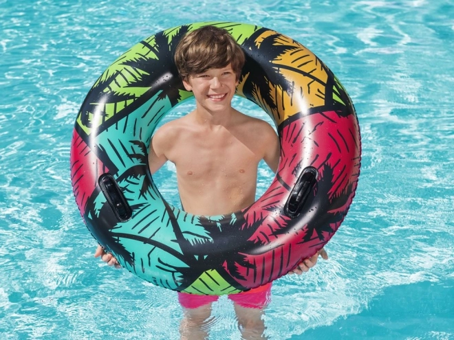 Swimming Ring with Handles 91 cm - Waves and Palm Tree Designs